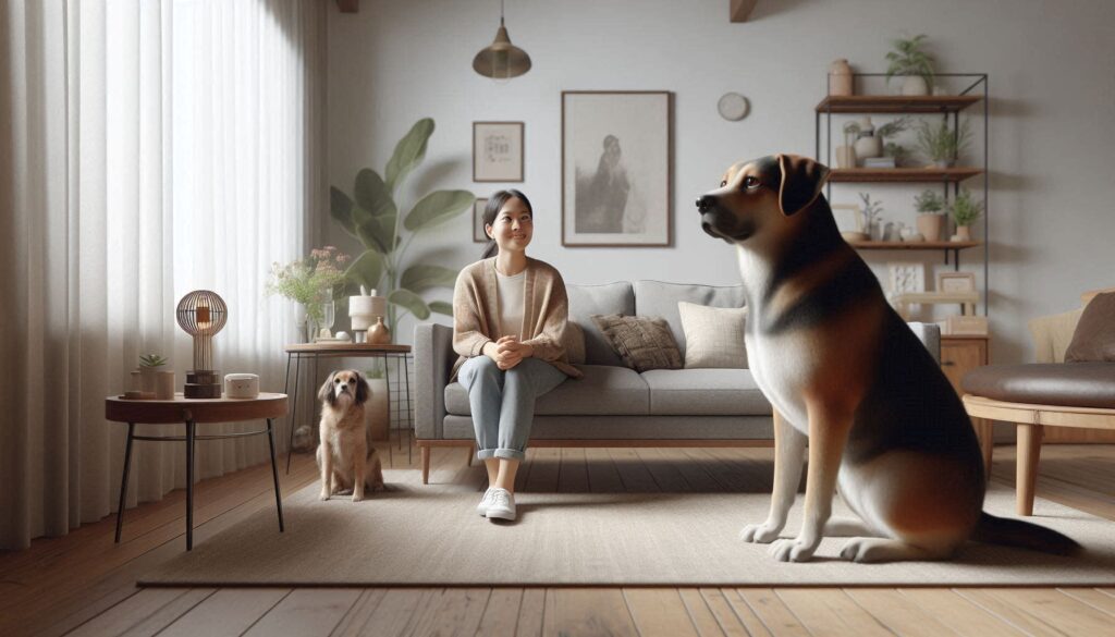 강아지 갑자기 공격적인 이유 상황에서 보호자에게 경계 반응을 보이는 모습