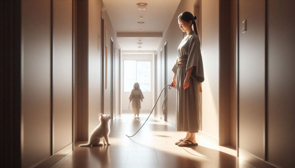 강아지 다른 개 보면 짖는 이유 상황에서 산책 중 다른 개를 보고 반응하는 모습