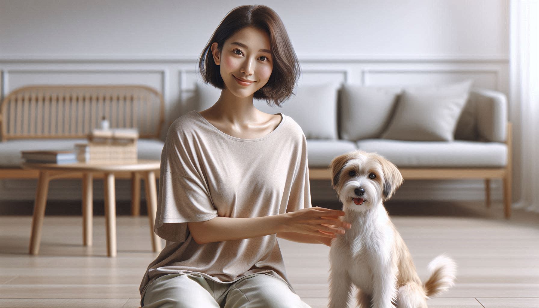 강아지 행동 문제로 짖거나 물어뜯는 행동을 보이며 보호자가 원인을 파악하는 모습