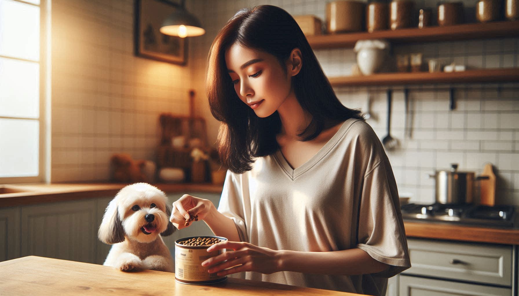 강아지 사료 추천 기준에 맞춰 사료를 선택하는 모습