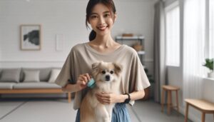 강아지 건강 상태를 확인하며 전반적인 컨디션을 체크하는 모습