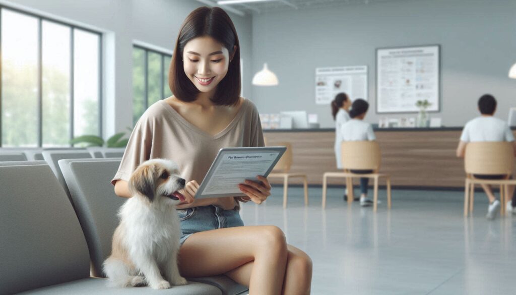 강아지 보험 비교 내용을 확인하며 상담하는 보호자의 모습