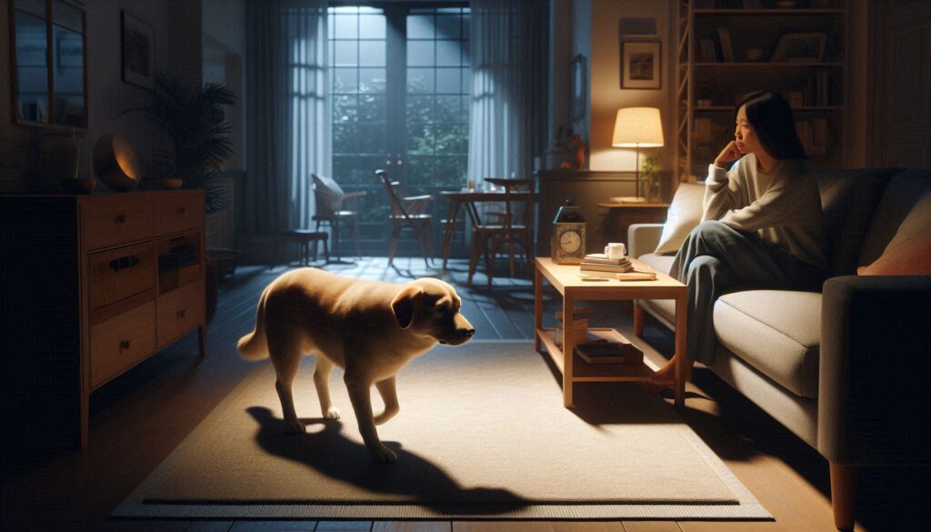 강아지 밤에 안자는 이유를 설명하는 밤에 활동하는 반려견 모습