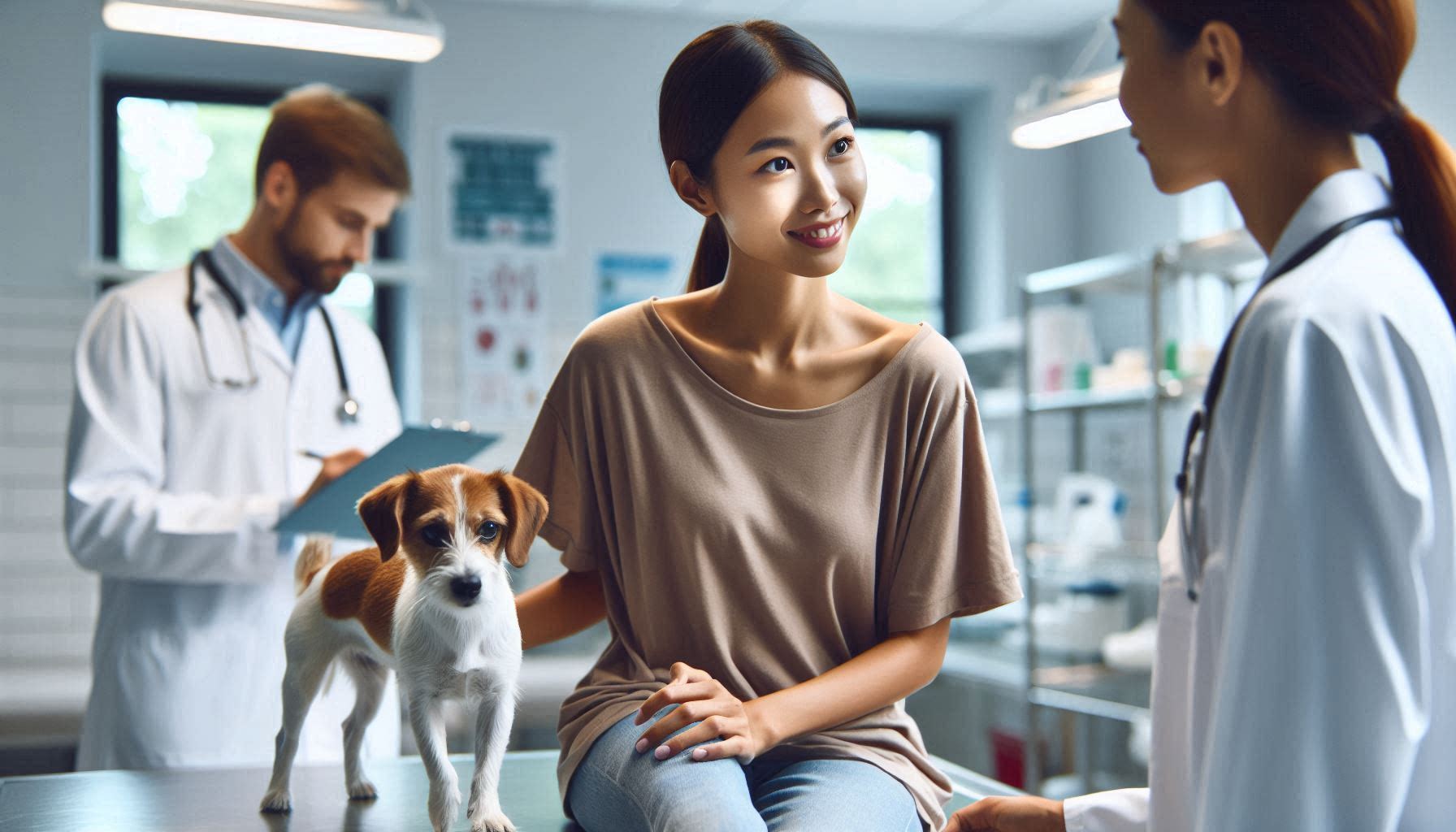 강아지 슬개골 탈구 증상을 확인하며 다리 움직임과 걸음걸이를 관찰하는 모습