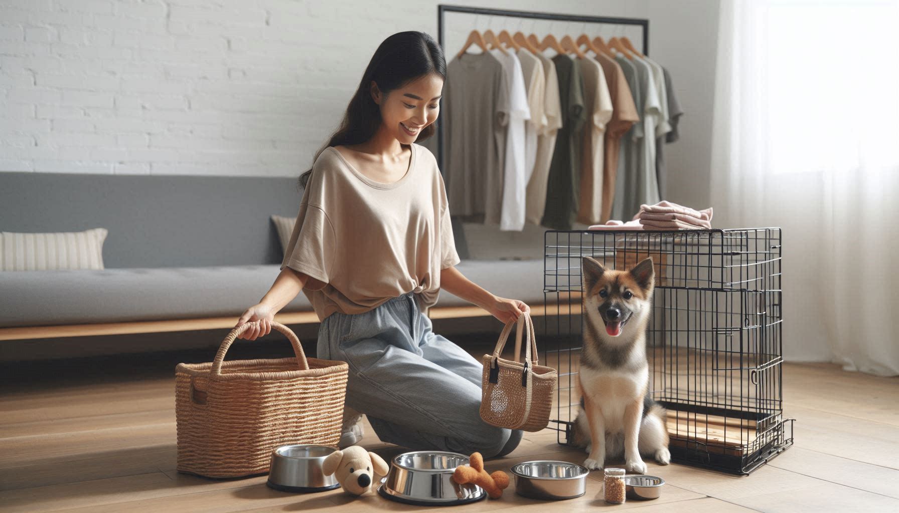 강아지 용품을 추천해주고 있는 여성의 모습