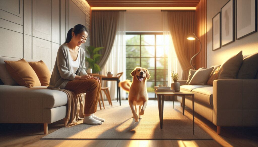 강아지 꼬리 흔드는 이유 상황에서 보호자를 보고 꼬리를 흔드는 모습