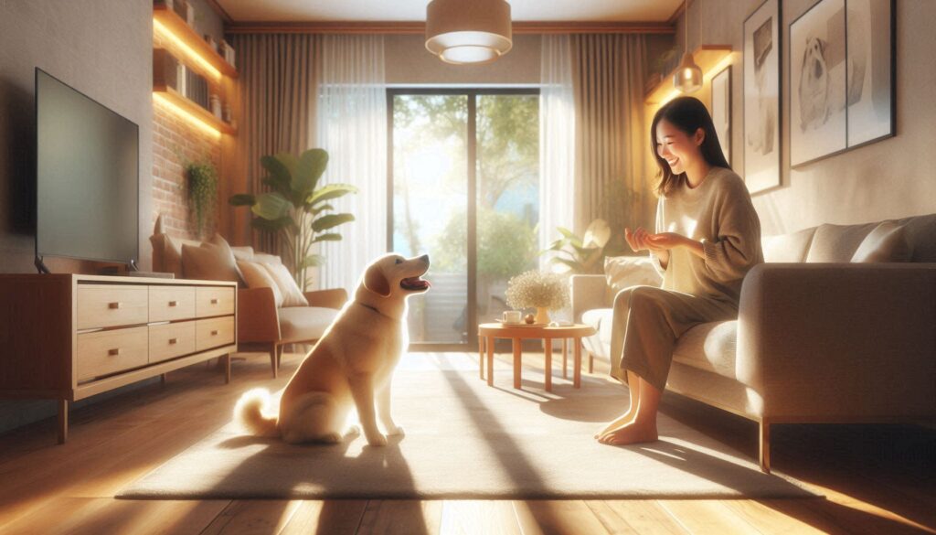 강아지 꼬리 흔드는 이유 상황에서 보호자를 보고 꼬리를 흔드는 모습