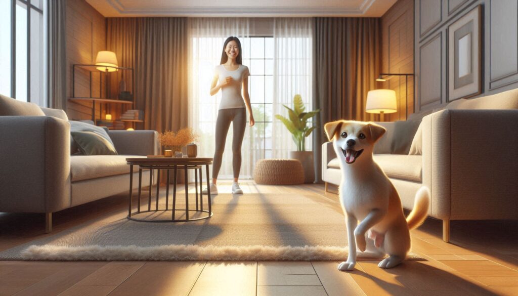 강아지 꼬리 흔드는 이유 상황에서 보호자를 보고 꼬리를 흔드는 모습