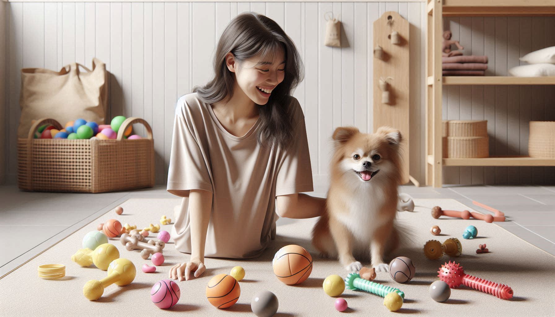 강아지 장난감 추천 기준에 따라 안전한 장난감을 고르는 모습
