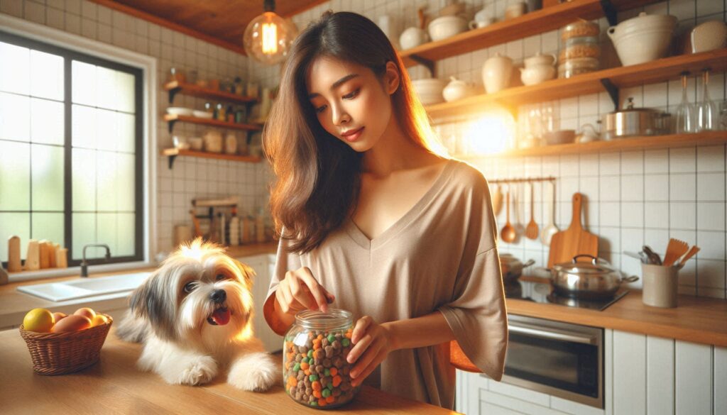 강아지 간식 추천 기준에 따라 보호자가 간식을 선택하는 모습