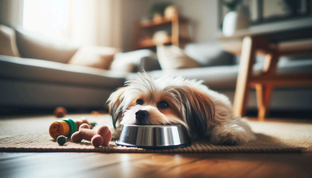 강아지 설사해서 힘들어하는 모습