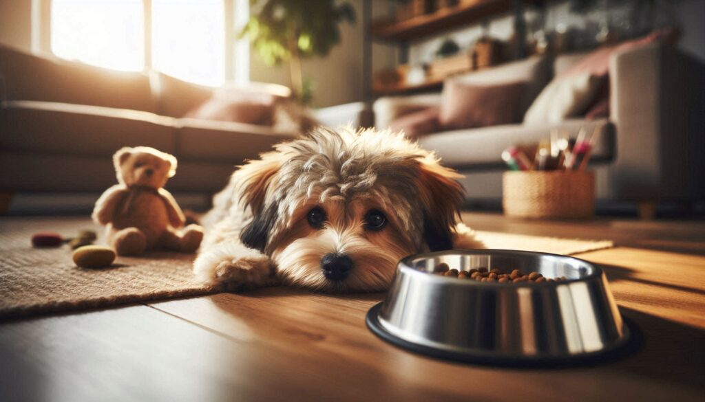 강아지 설사해서 힘들어하는 모습