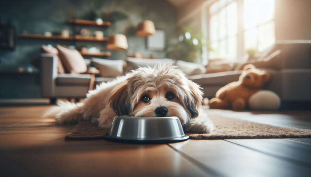 강아지 설사해서 힘들어하는 모습