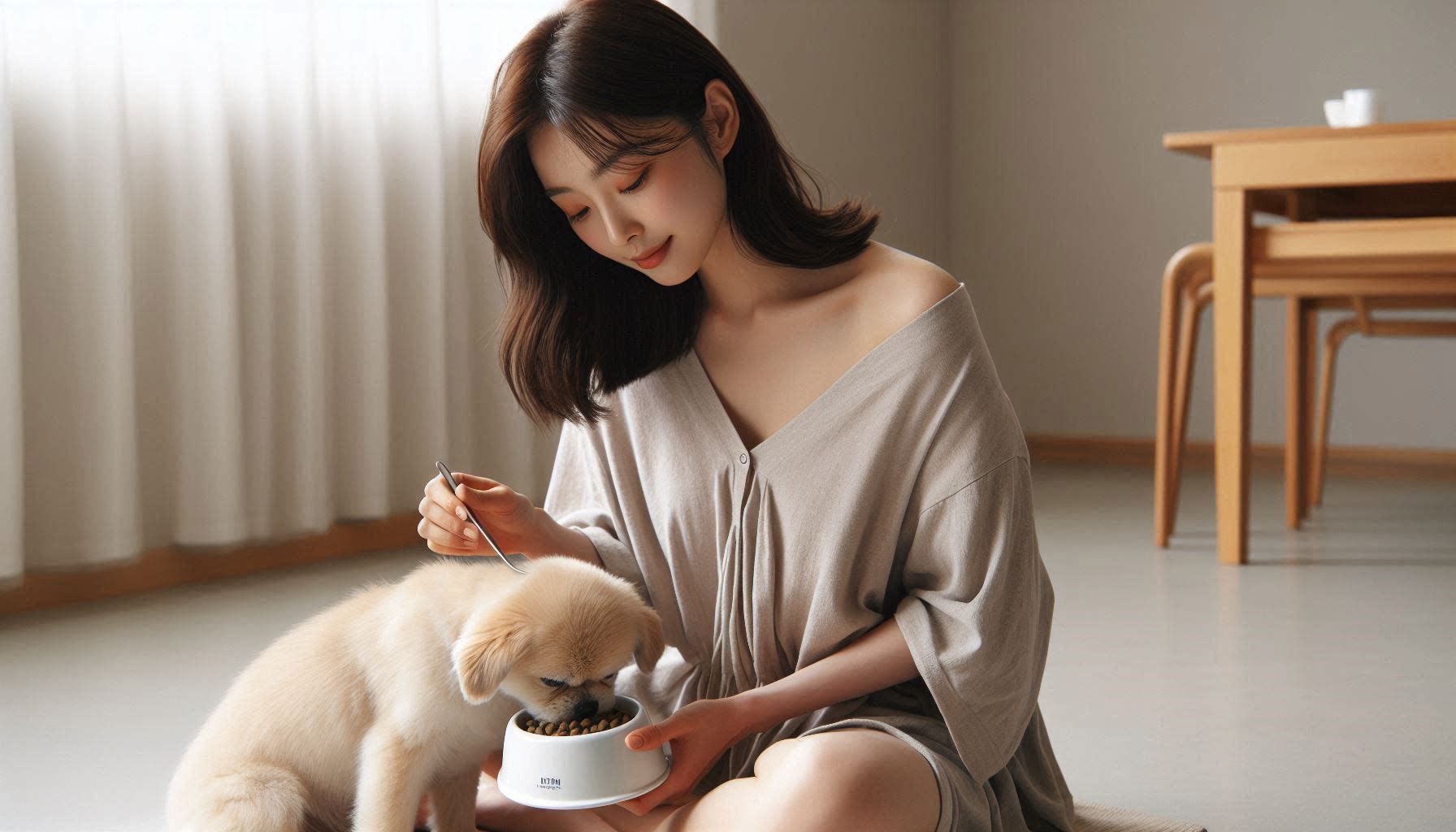 강아지 알러지 사료를 추천 기준에 따라 성분과 안전성을 확인하며 선택하는 모습