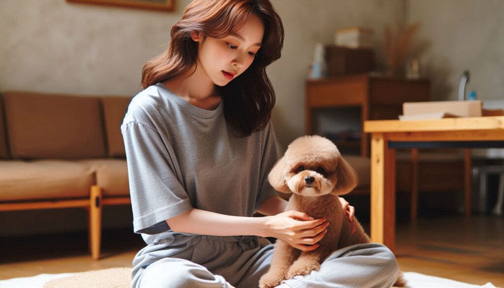 강아지 혈변 원인과 병원 보호자 확인 장면