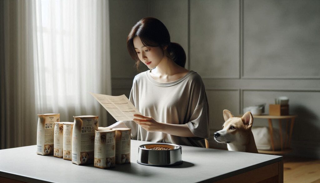 강아지 사료 영양 성분 비교 분석 장면