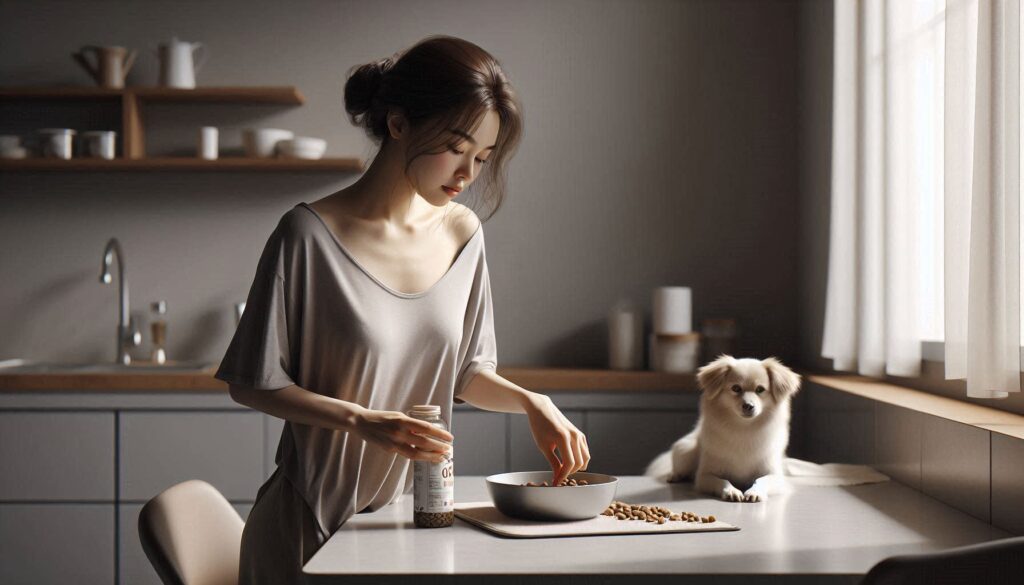 강아지 생식 사료 위험성 관리하는 일상 모습