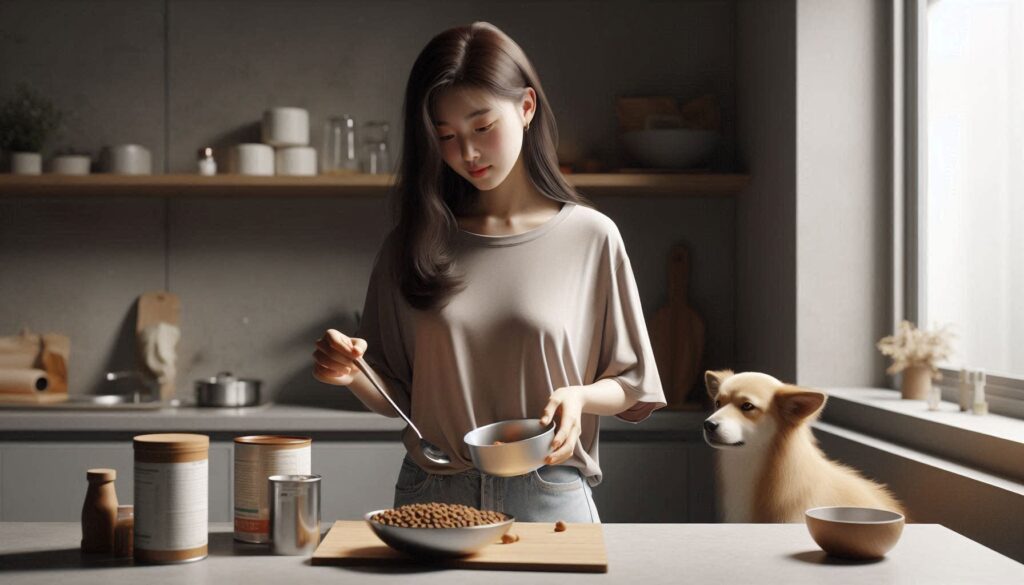 강아지 생식 사료 위험성 체크하는 식단 준비