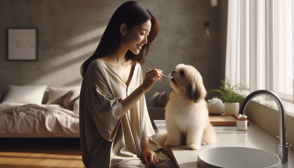 강아지 양치 실천 장면 설명 이미지