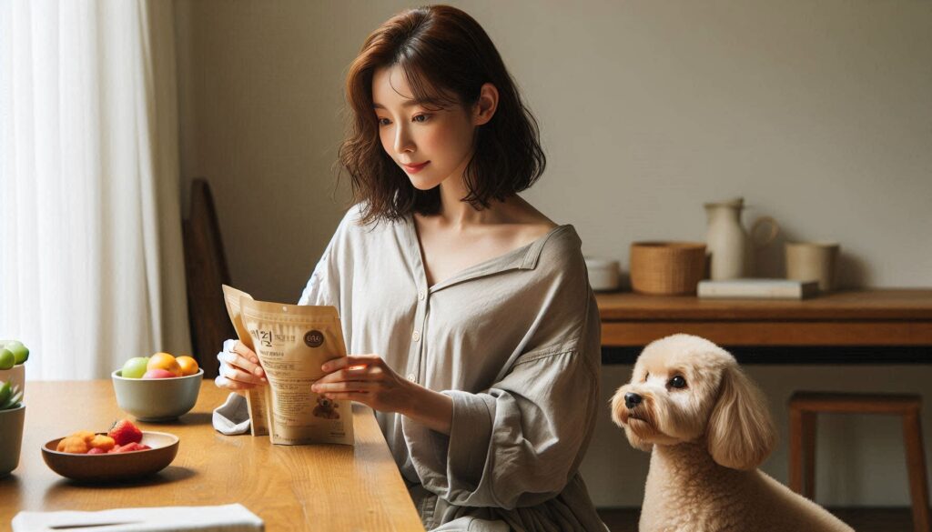 강아지 간식 추천 기준 점검하는 식탁 장면