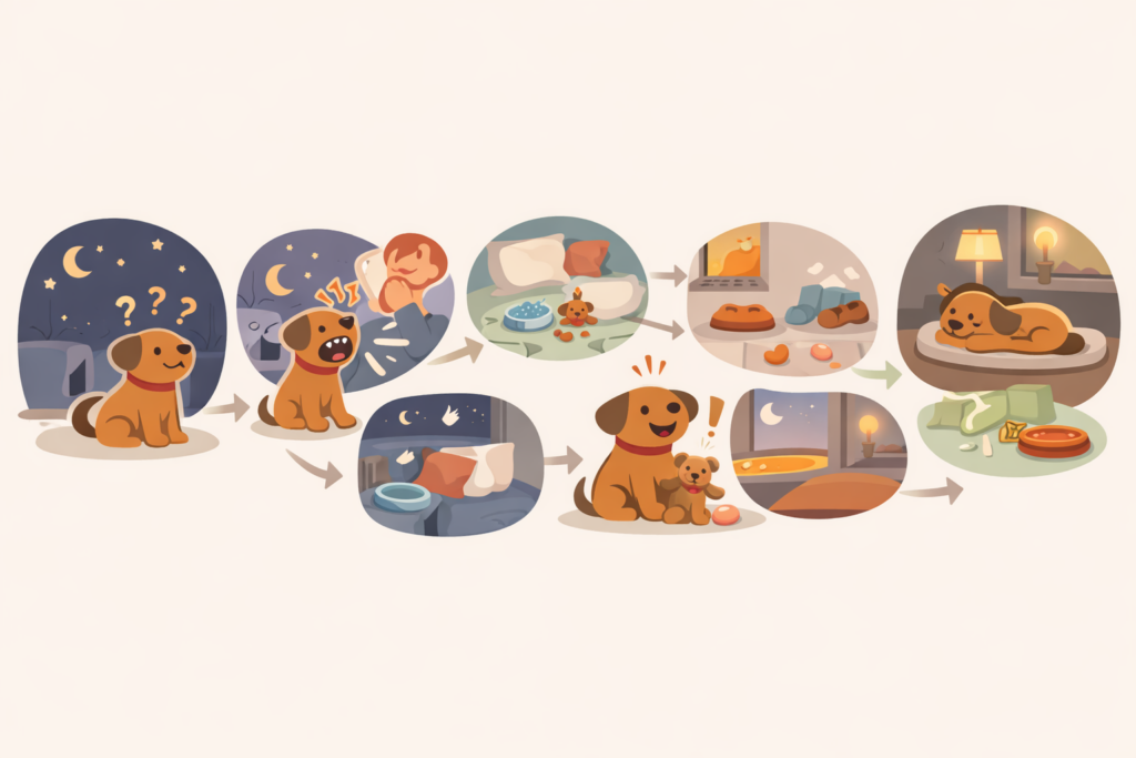 강아지 밤에 안 자는 이유와 해결 방법에 대한 이미