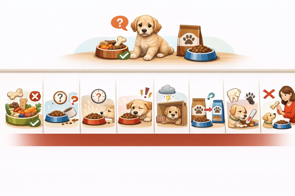 강아지 사료 안 먹을 때 해결 방법 7가지에 대한 인포그래픽 이미지